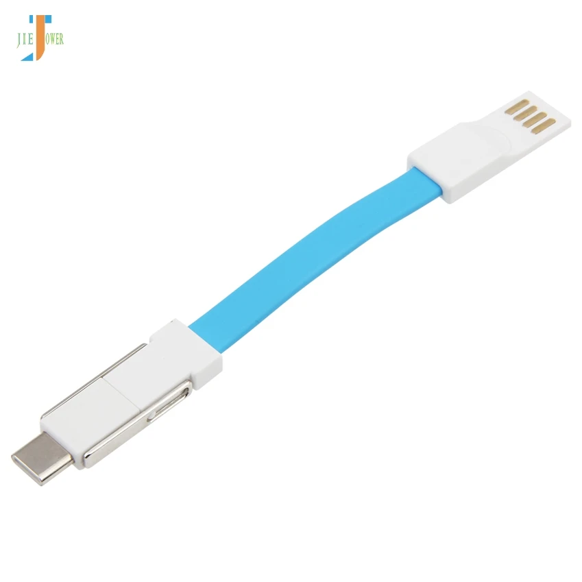 Синий 500 шт./лот 3 в 1 USB Магнитный кабель плоский провод с кольцом для ключей для IPhone XS MAX Micro usb type C кабель для samsung S9 S8 huawei P30 - Цвет: Синий