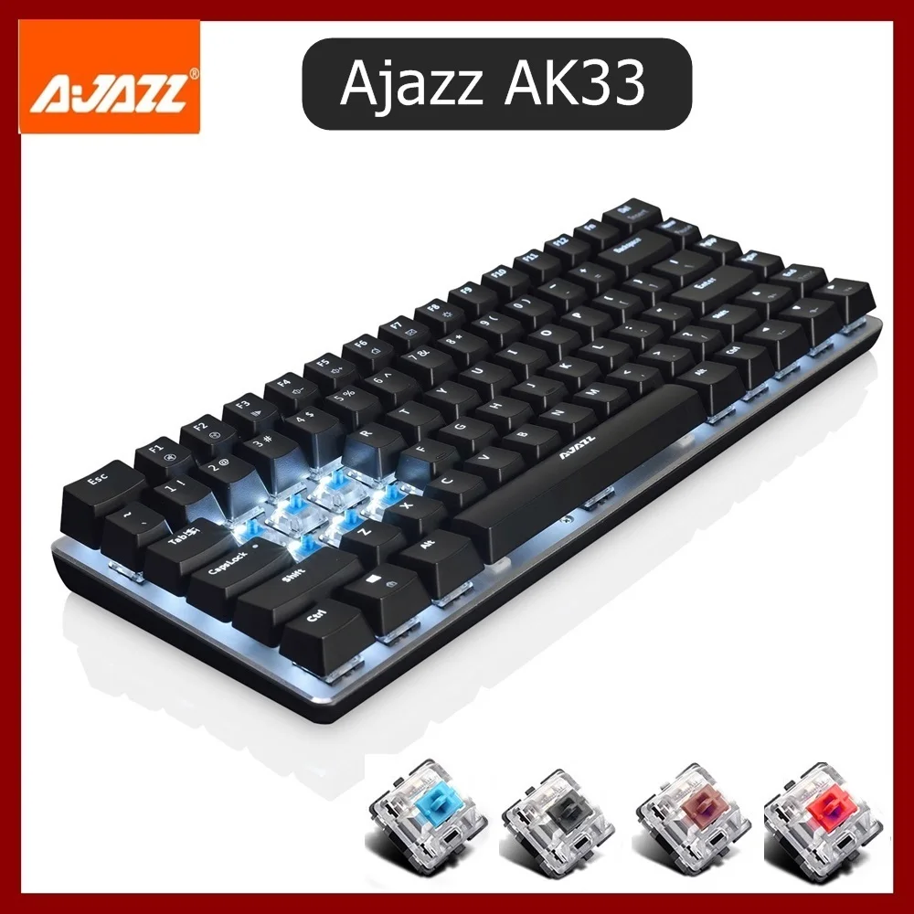 Ajazz AK33 82 клавишная панель проводная USB подсветка Механическая игровая клавиатура