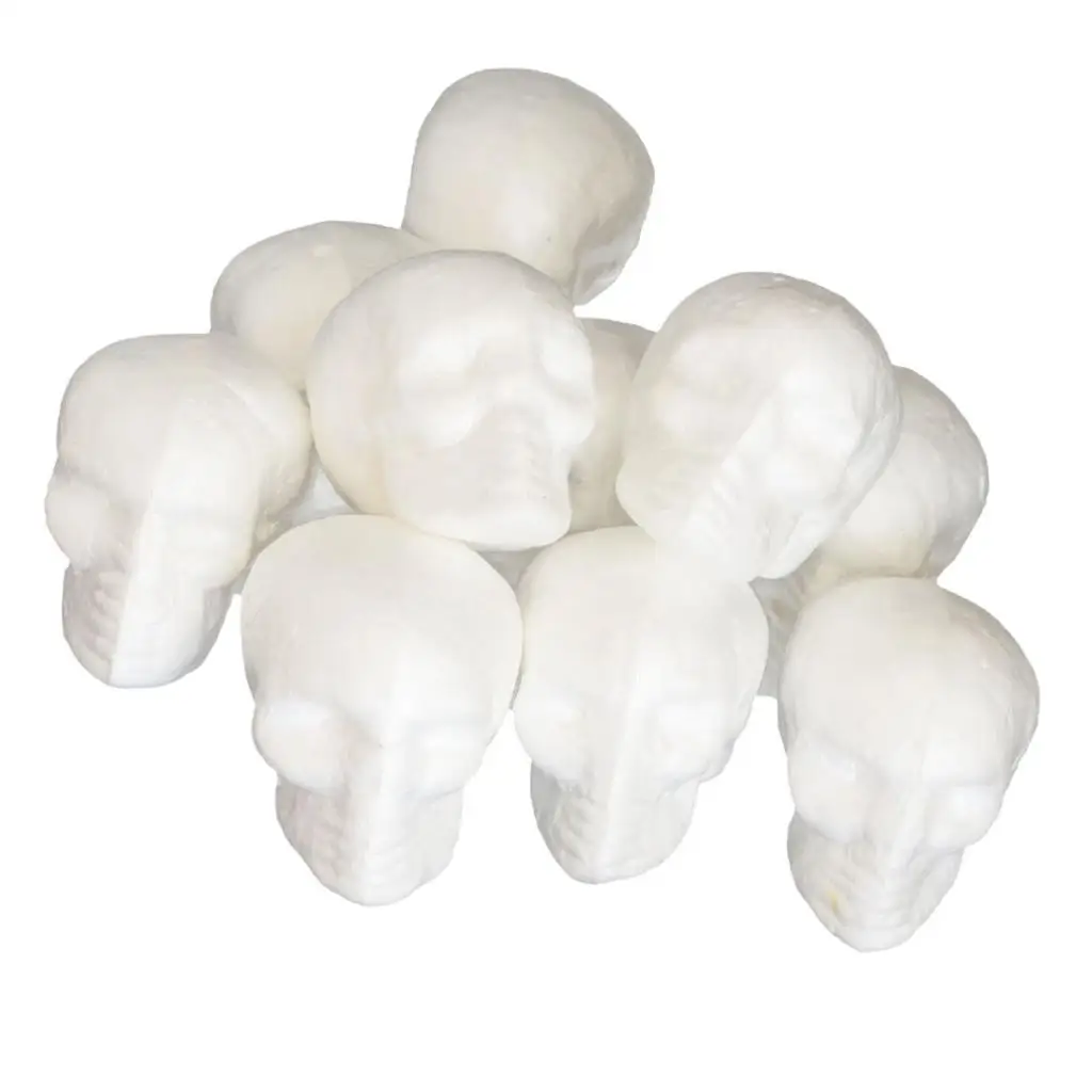 10pcs Foam Skull 55mm Solid Small White Styrofoam DIY Craft Hallowmas Decor