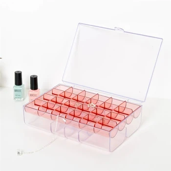 

Double-Layer Storage Box Adjustable Plastic Case Holder Container Pills Jewelry Nail Art Tips 30 Grids Double Layer Box
