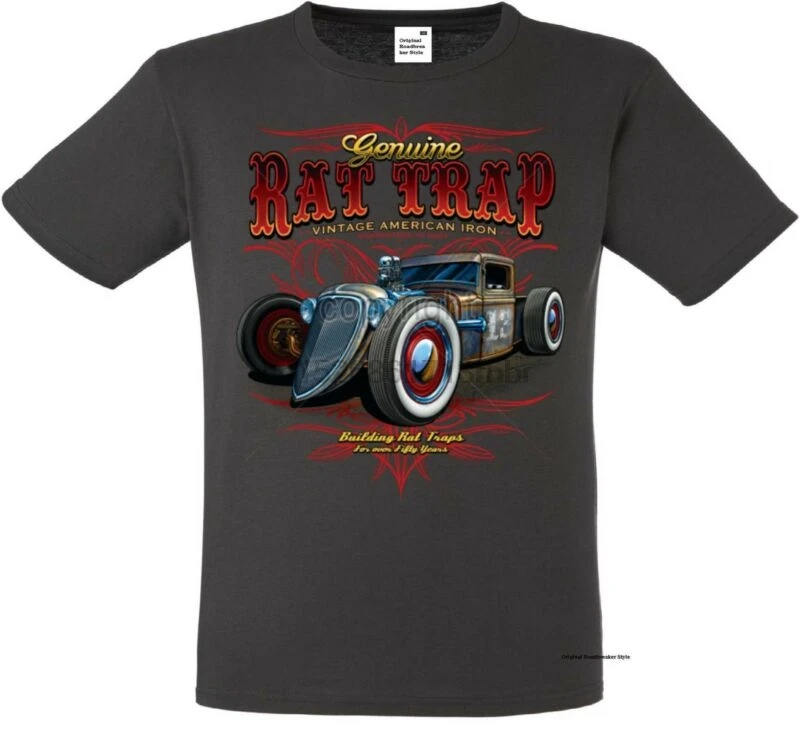 Футболка графитовый V8 Oldschool Hot Rod-&amp 50 Stylemotiv Modell Rat Trap | Мужская одежда