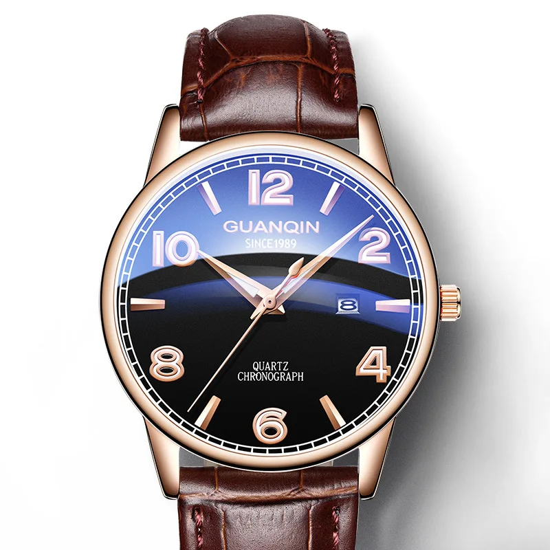 

Watch Switzerland Import Top Grade Simple Quartz Watch Waterproof Leather MEN'S Watch Night Light Students MEN'S Watch