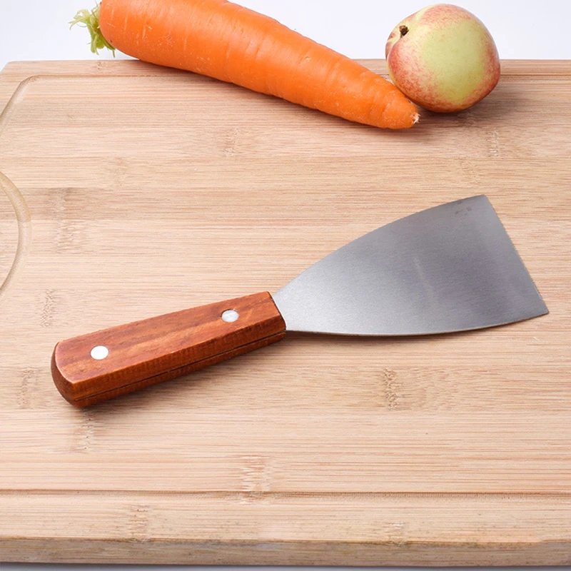 Stainless Steel Steak Shovel Pancake Flipping Spatula Grill Scraper Spatula Wooden Handle Cooking Tuner Kitchen Tools