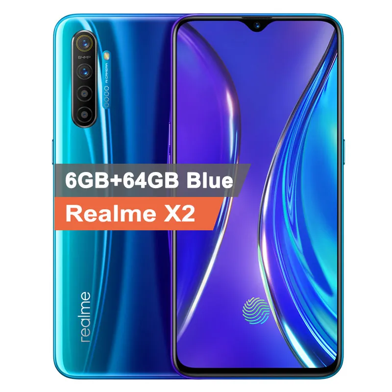 Мобильный телефон realme X2 6," 64MP Quad camera 6G/8G ram 64/128/256G rom Snapdragon 730G NFC 50W Super VOOC Быстрая зарядка - Цвет: 6G 64G Blue