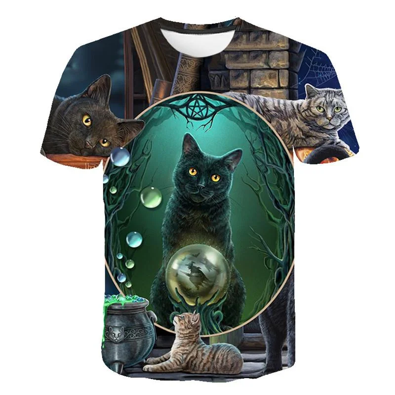 2021 fashion casual men's and women's T-shirts two pieces of 3d cat print shirt men's and women's short-sleeved tops XXS-6XL sum