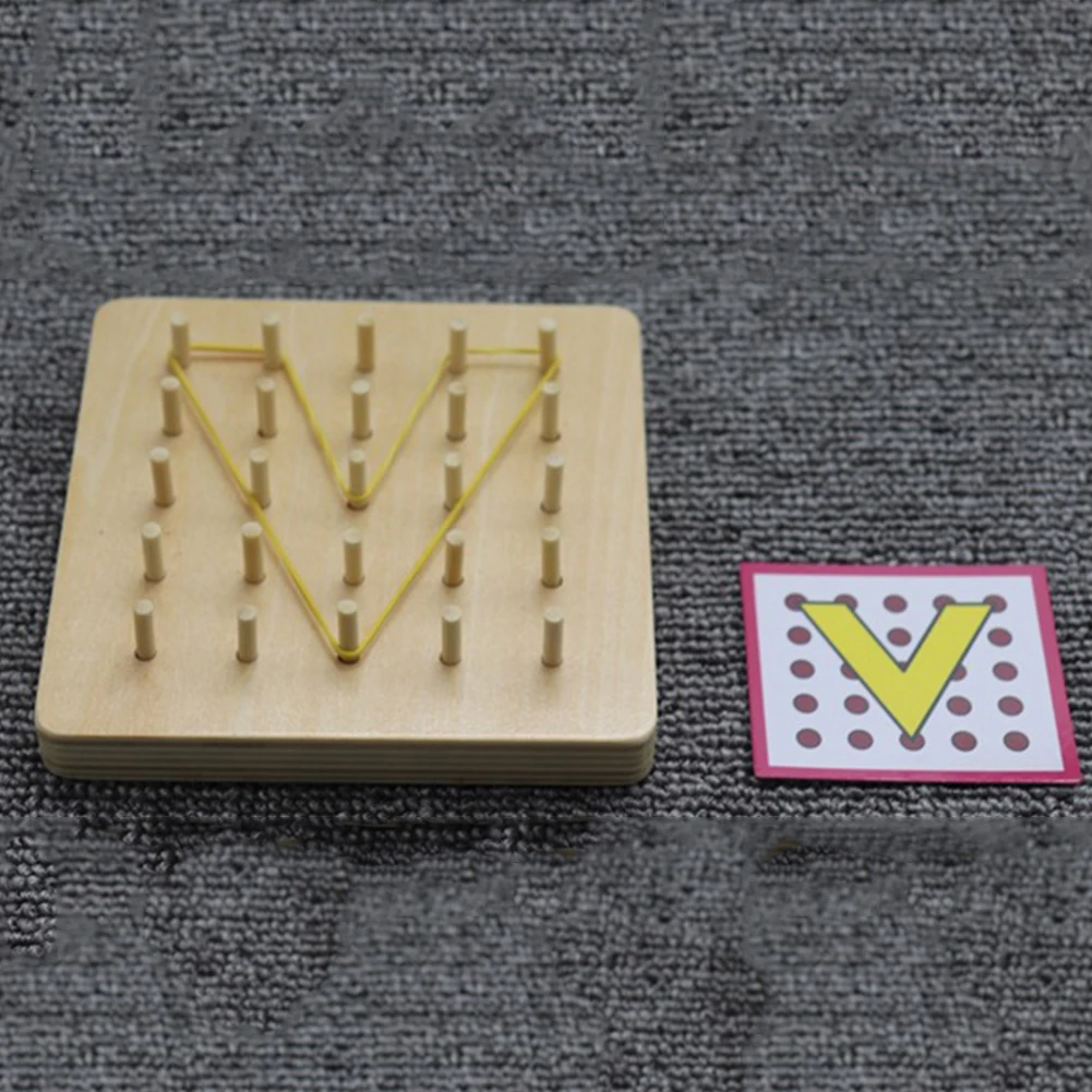 Забавный детский деревянный резиновый галстук для ногтей Geoboard игрушки с карточками геометрические Обучающие Развивающие детские игрушки подарок