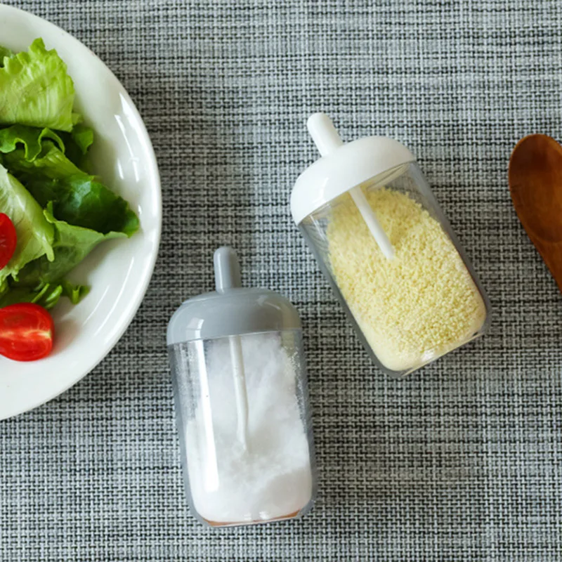 Seasoning Bottle Salt Sugar Spice Storage Jar with Spoon Kitchen Supplies DIN889