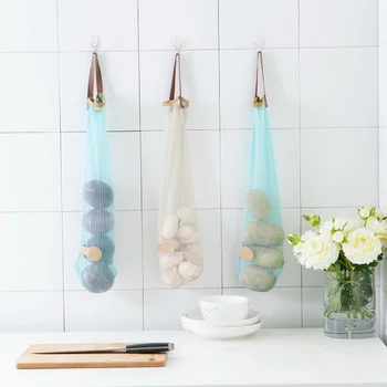 

1pc Creative Vegetable Hollow Breathable Mesh Bag for Onion Potato Kitchen Garlic Ginger Mesh Storage Hanging Bag