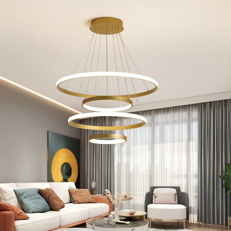 Creative Personality Circle Chandelier Living Room Lamp Modern Minimalist Restaurant Stairwell Atmosphere Home Art Luxury Light | Лампы и