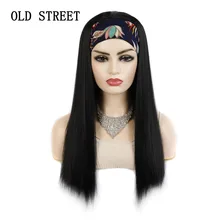 

Long Synthetic Wigs With Headband For Black Women Single 20 INCHES Color Natural Black Heat Resistant Straight Hair