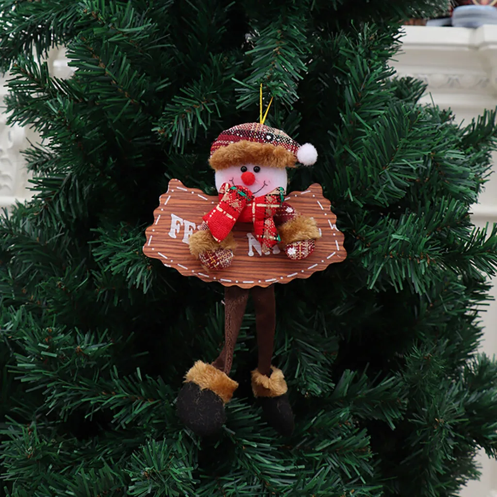 Рождественские деревянные подвески со знаком со старцем снеговиком оленем медведем ткань камин окно adornos de navidad украшения для дома