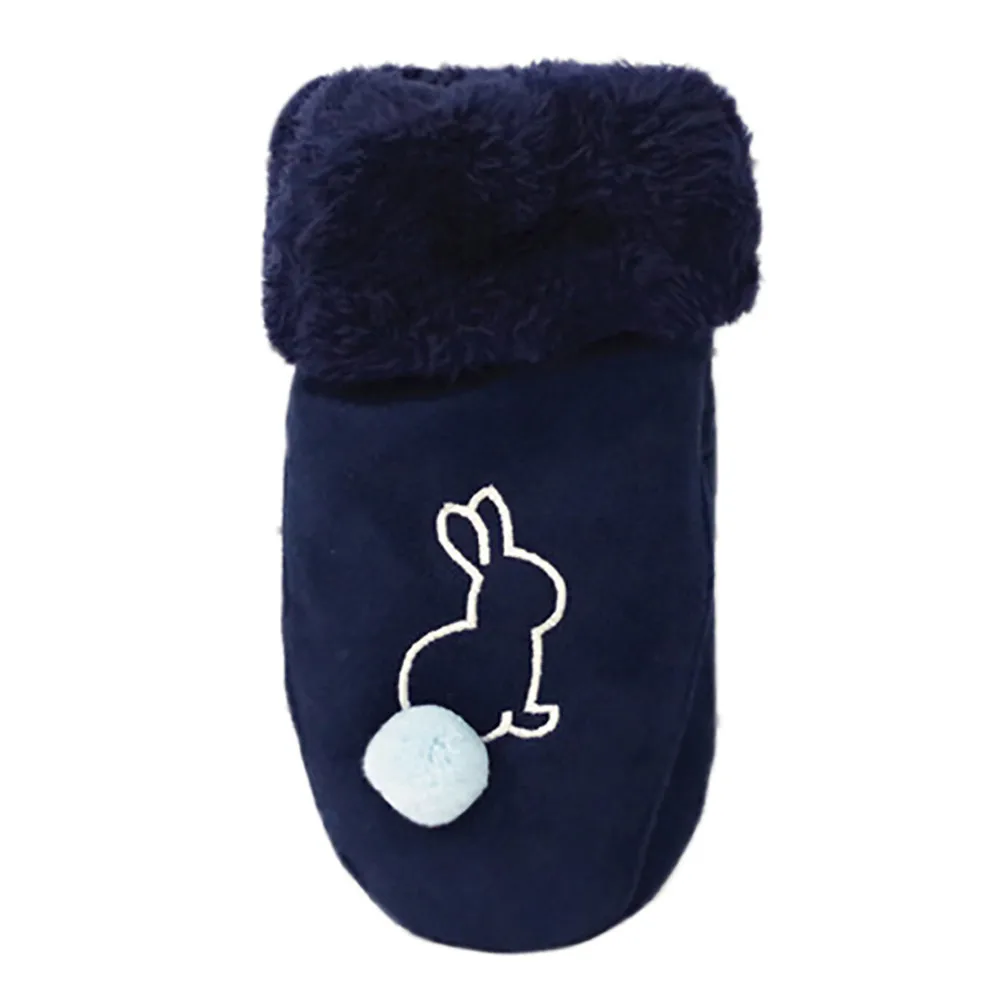 Зимние Детские перчатки для девочек и мальчиков с милым кроликом; теплые хлопковые варежки на запястье; детские перчатки; зимние перчатки
