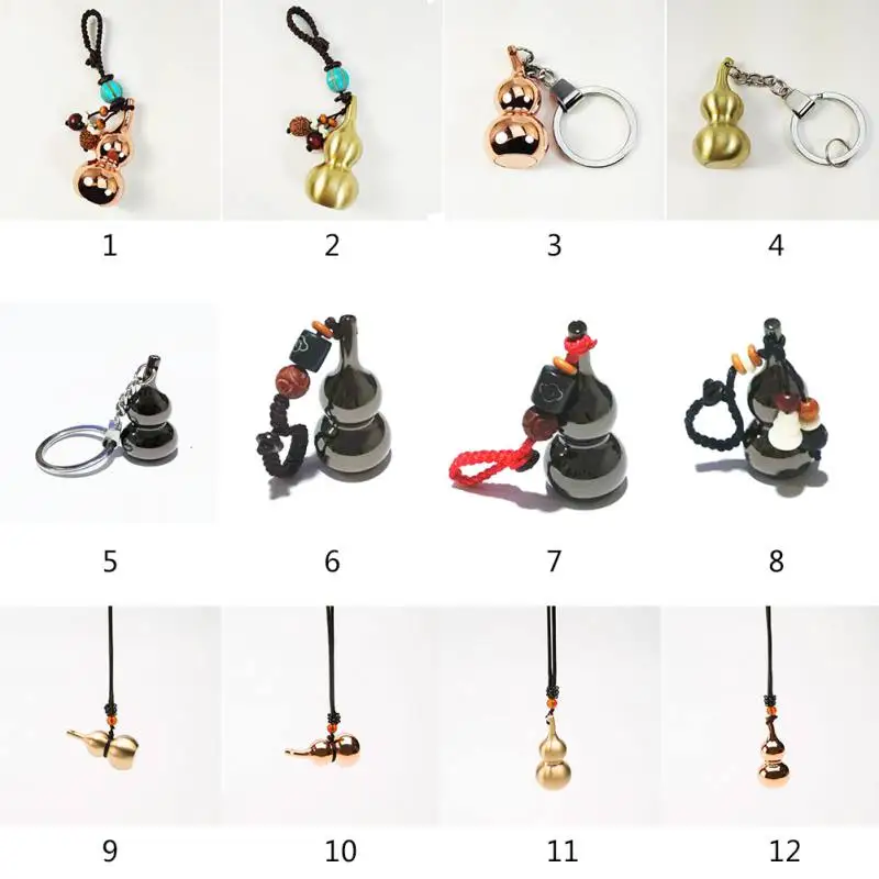 Chinese Traditional Good Luck Gourd Keychain Mini Keyring Lucky Pendant Car Keys Ornaments New