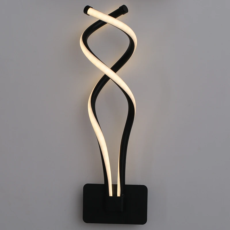 

HHO-Modern Creative Wave LED Wall Light Black LED Wall Mounted Sconces for Bedside Corridor Stairs Aluminum Wall Lamps