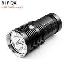 Lanterna poderosa de led blf q8 4 * xpl, lanterna 18650 profissional, modo de funcionamento múltiplo
