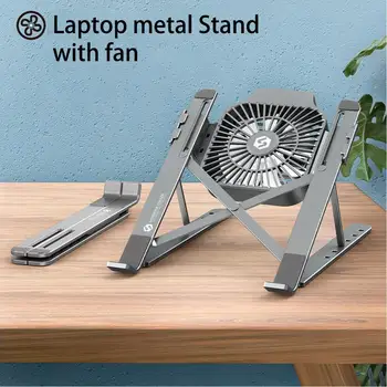 

AZiMiYO Laptop Stand With Cooling Fan Foldable Aluminium Alloy table sand for MacBook Pro Notebook Bracket Laptop Holder