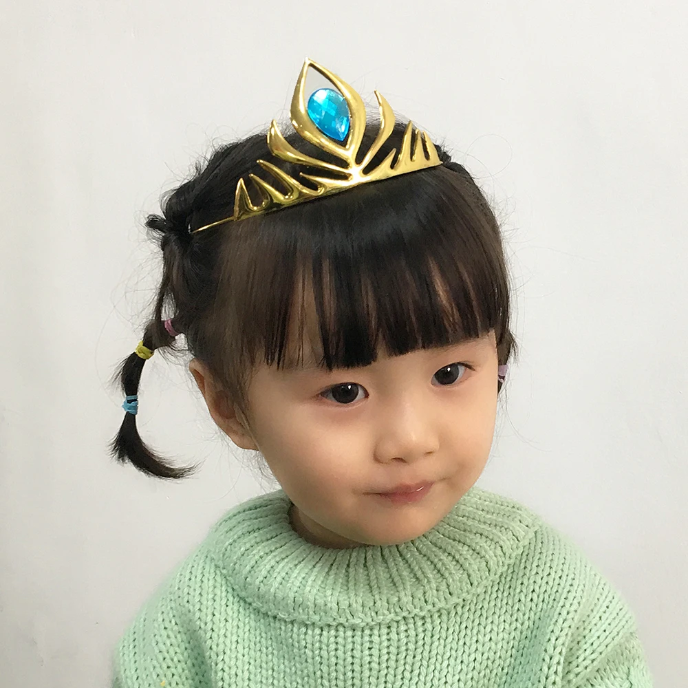 Королевская корона, корона принцессы, Детская повязка на голову с голубым кристаллом, украшения для волос, вечерние аксессуары для косплея, инструмент для моделирования