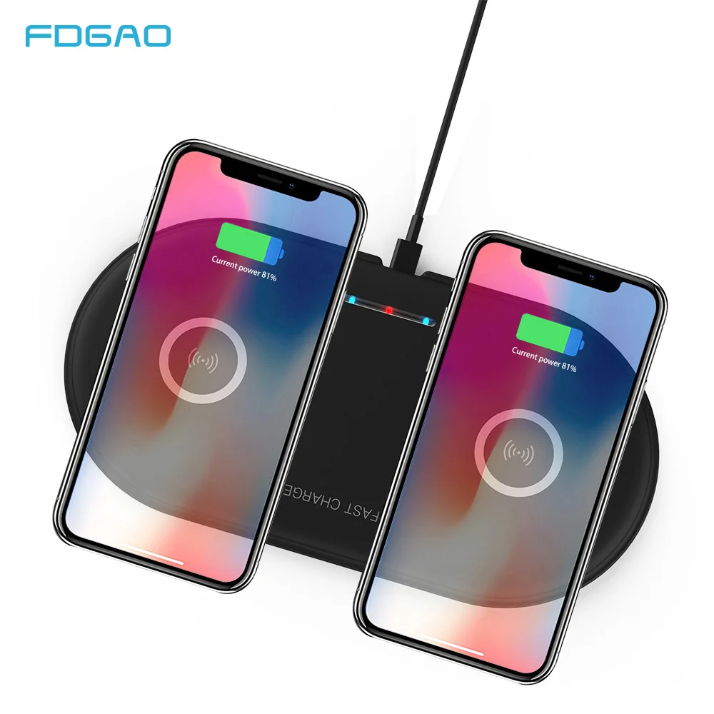 

FDGAO 20W QI Wireless Charger For iPhone XS Max XR X 8 Samsung S10 S9 Note 9 8 10W Dual Fast Wireless Charging Pad Dock Station