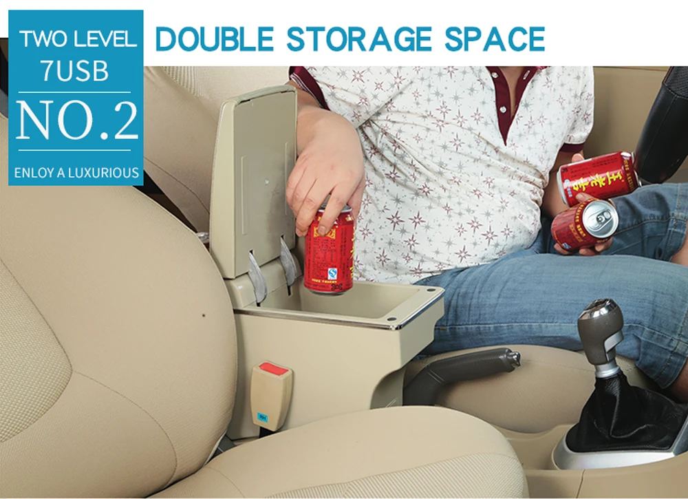 For Suzuki Vitara Armrest Box Universal Car Central Armrest Storage Box cup holder ashtray modification accessories