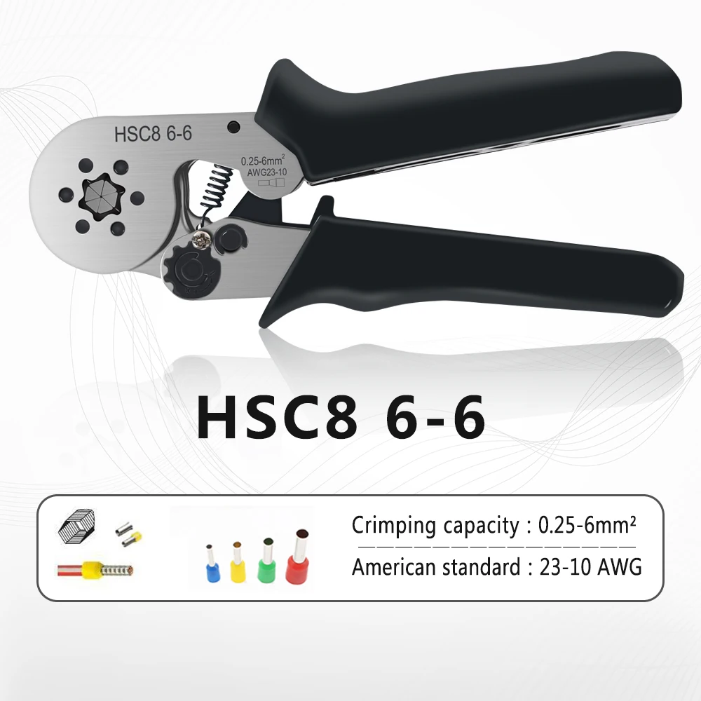 HSC8 6-6A Tool Terminal Combination Free Matching Suit Box MIN TYPE SELF ADJUSTABLE CRIMPING PLIER 0.25-6mm Terminals Crimping 2