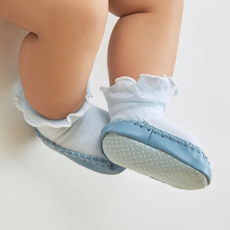 

19 New Style Korean-style Infants Low Top Toddler Shoes Socks Anti-slip Children Baby Floor Socks Frilled pi di wa
