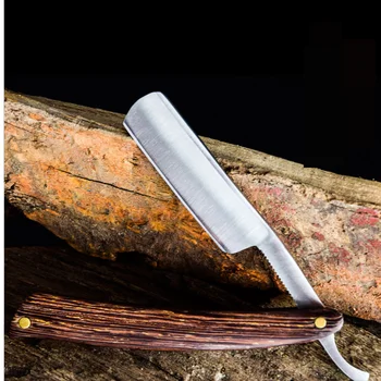 

Chicken Wing Hibiscus Male Wooden Handle Vintage Razor Manual Razor Traditional Shaving Knife Razor Christmas Gifts G1125