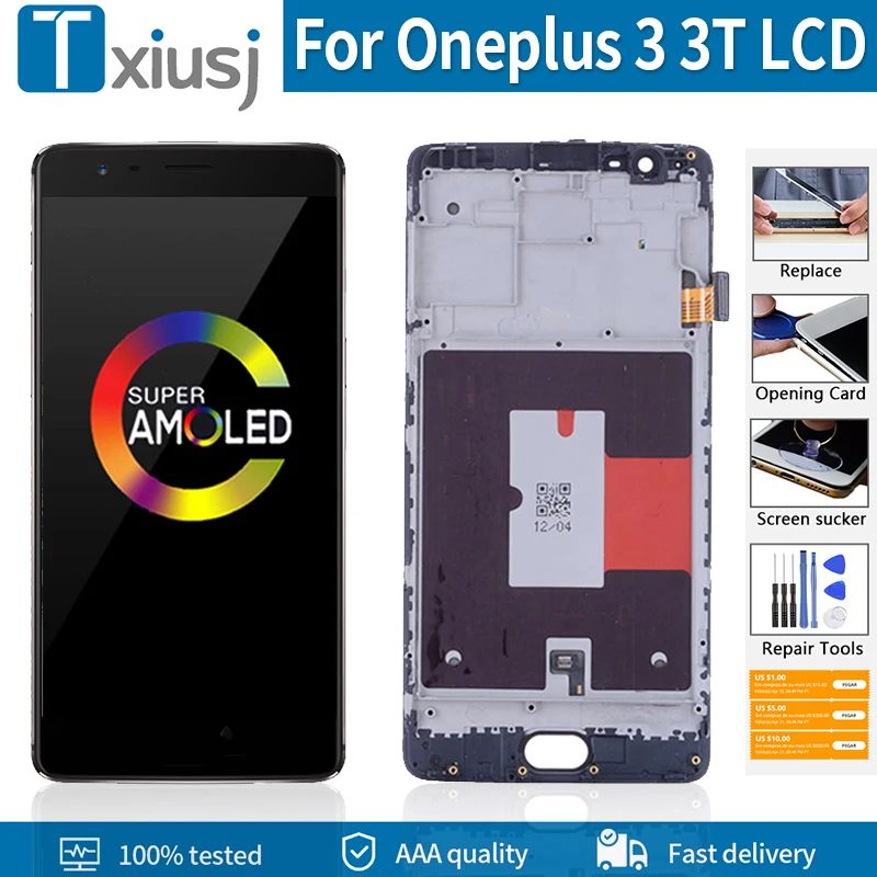 5.5&quot Original For Oneplus 3/3T LCD Display Touch Screen With Frame AMOLED Digitizer AssemblyFor 3 A3000 A3003 | Мобильные