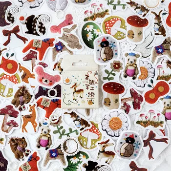 

46PCS Cute Cartoon Animal Stickers Kawaii Bears Plants Deer Decor Stationery Adhesive Sticker For Kids Scrapbooking Supplies