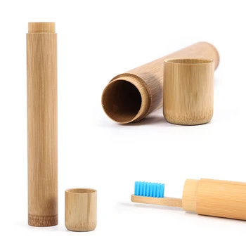 

Eco-friendly Jar Portable Tea Canister Lid Handmade Natural Container Round Bamboo Natural Storage Box Holder Toothbrush Box