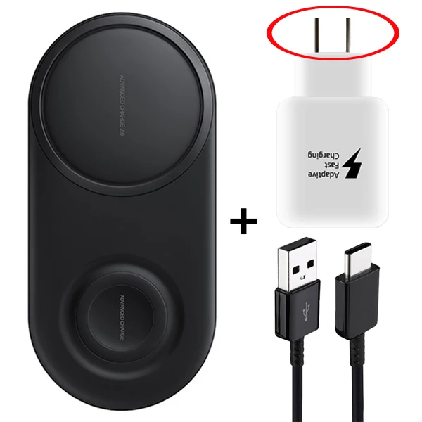 US plug Двойная быстрая Беспроводная зарядная EP-P5200 Duo Pad для samsung Galaxy gear S4 S3 S2 S10e Note 10 S8PLUS S9Plus S10+ подарок 25 Вт быстрая настенная - Тип штекера: US plug