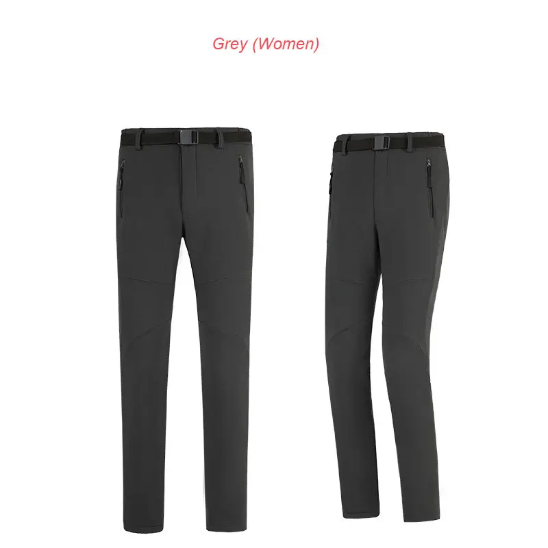 Grey(women) Для мужчин Для женщин на открытом воздухе Водонепроницаемый брюки для альпинизма качество Пеший Туризм Кемпинг очень эластичный однотонный плотная, ветронепроницаемая утепленные штаны - Цвет: Grey(women)