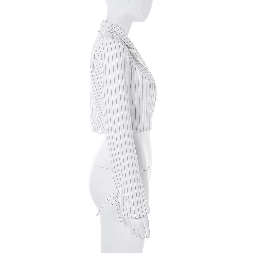 Женское пальто, тонкие элегантные пиджаки, куртка, костюм в полоску, Midriff-barin, Блейзер, Feminino, осенне-зимний костюм, блейзер для женщин, C30913