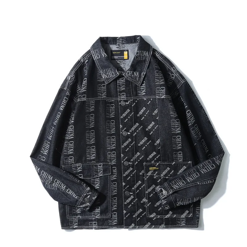 

Tang Mu Cool Spring New Style Retro Jacket Jacket Trend Creative Printed Loose-Fit Function Tops Men's