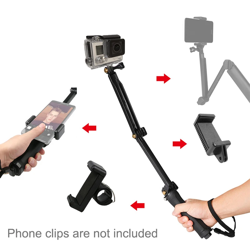 3 способа селфи палка Ручка водонепроницаемый монопод штатив подставка для GoPro Hero 8 7 6 5 4 Yi 4K Sjcam Eken DJI Osmo для Go Pro аксессуар
