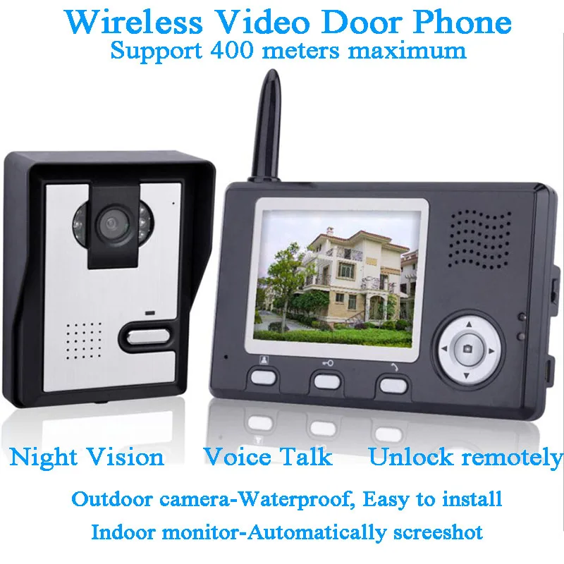 

Smart Wireless Video Door Phone 3.5 inch Monitor 2.4GHz HD Camera Waterproof Video intercom Voice talk photograph Video Doorbell