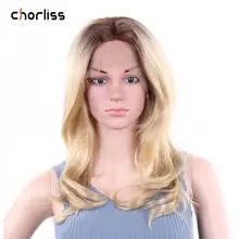 Длинные Омбре черный блонд волнистые парики средней длины синтетические парики на кружеве для женщин натуральные волосы термостойкие волокна Chorliss