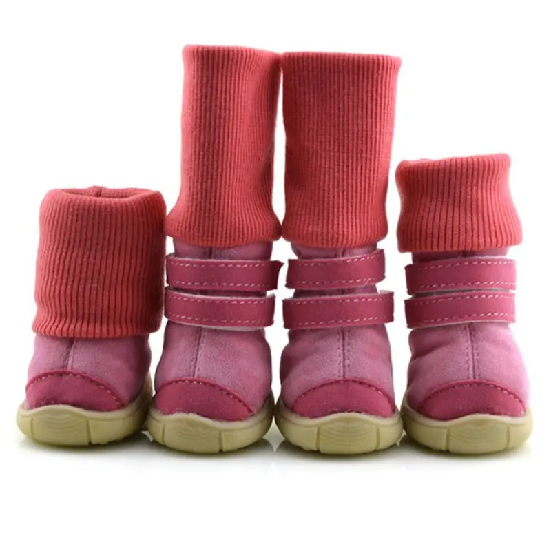 Зимняя обувь для домашних животных; нескользящие хлопковые теплые ботиночки из мягкой кожи и кашемира; ботинки с ремешком; обувь для собак; товары для животных; зимние ботинки для собак