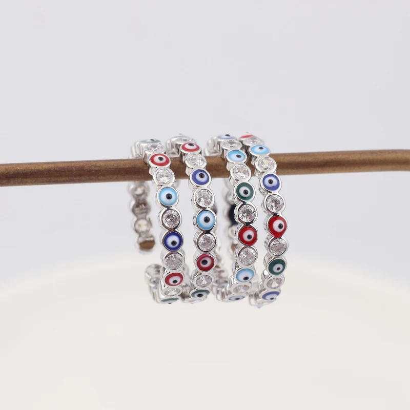 Lucky Eye Blue Turkish Evil Eye Open Ring Copper Gold Color Finger Rings Adjustable for Women Girls Men Fashion Jewelry