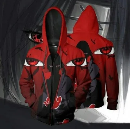 Наруто Узумаки Наруто маскарадные костюмы Akatsuki Uchiha толстовки itachi куртки Косплей 3D печатные толстовки с капюшоном на молнии - Цвет: Коричневый