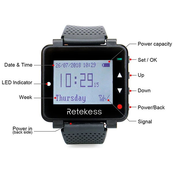 Retekess T128 часы приемник+ 10 шт. TD013 кнопка вызова 433 МГц Беспроводная система вызова официанта пейджер ресторанное оборудование