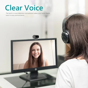 

720p HD Webcam with Built-in Microphone Auto Focus Lightweight Easily Carrying Camera USB Plugs N Play Web Camera