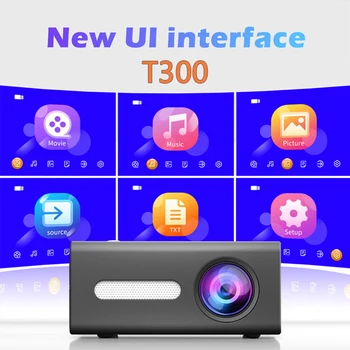 

Home Media Video player T300 LED LCD 1920*1080 Max Mini Projector Home Cinema Projector 16:9/4:3 Aspect Ratio 12V-2A LED Lights