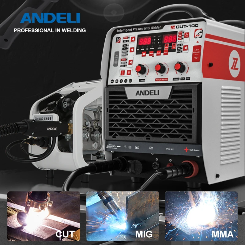 

ANDELI MCUT-100 Multifunctional Plasma Cutting Machine CUT/MIG/MMA 3 IN 1 Industrial HF Cutting Machine 380V