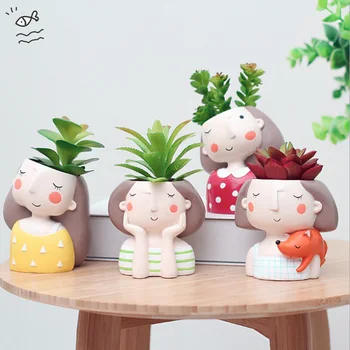 

Succulent Decor Flower Pot Cute Girl Flower Planter Flowerpot Create Design Lovely Bonsai Pots Birthday Decoration Cake Topper