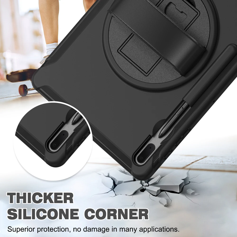 Rotating Hand Case For Samsung Galaxy Tab S7FE S7 FE 5G 12.4 Tablet Cover S7 Plus S8 Plus S7+ S8+ TPU PC Stand Shell