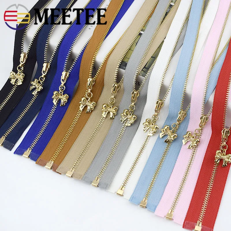 Meetee 2 шт 40 см 3# Металлические молнии Open-End Авто замок золотая молния DIY сумки кошелек Декор одежды молния Швейные аксессуары
