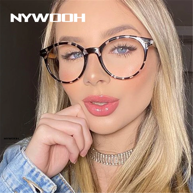

NYWOOH Computer Anti Blue Light Glasses Men Vintage Round Eyeglasses Frames for Women Retro Bluelight Protect Optical Frame