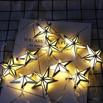 

Ramadan Light Bling Warm LED Light Metal Shell Star Shape String Light Durable Sweet Home Decor for Islamic Eid Mubarak