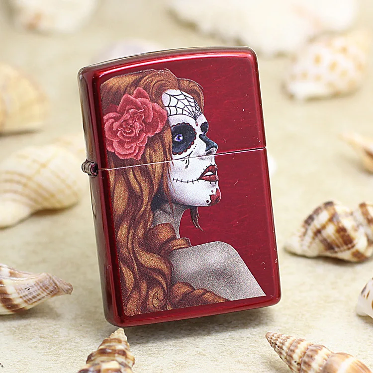 Оригинальная масляная Зажигалка Zippo медная ветрозащитная женская красная