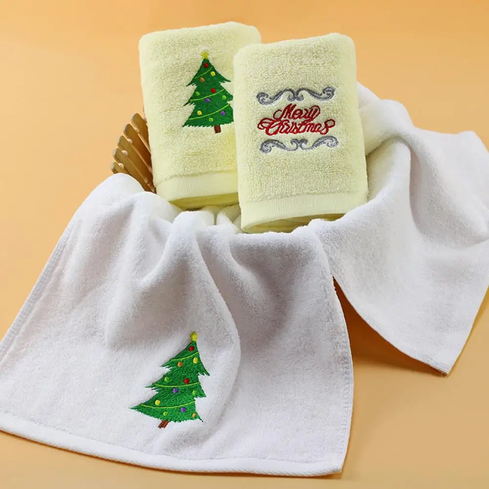 Веселая Рождественская елка, вышивка, хлопковое чистящее полотенце для душа, мягкая водопоглощающая ткань для мытья